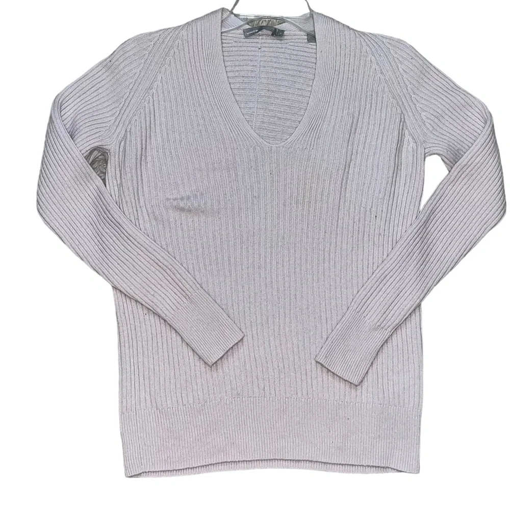 Vince Cashmere Blend Ribbed Knit Pullover Sweater